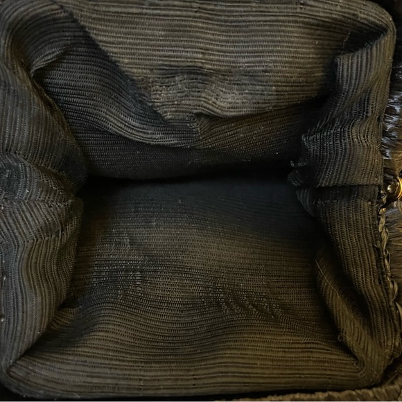 Retro Vintage Small Delia Black Beaded Frame Satchel Purse Hand Made In Italy - Picture 2 of 11